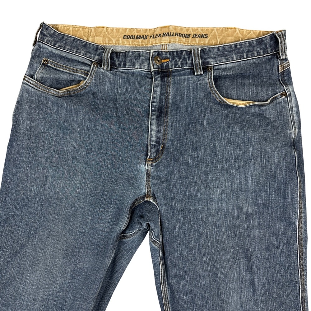 Duluth Trading Co Ballroom Jeans Mens 38x32 Blue Coolmax Flex Stretch Workwear